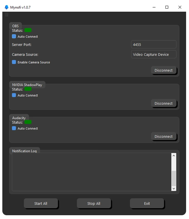 Mynofi Software Interface